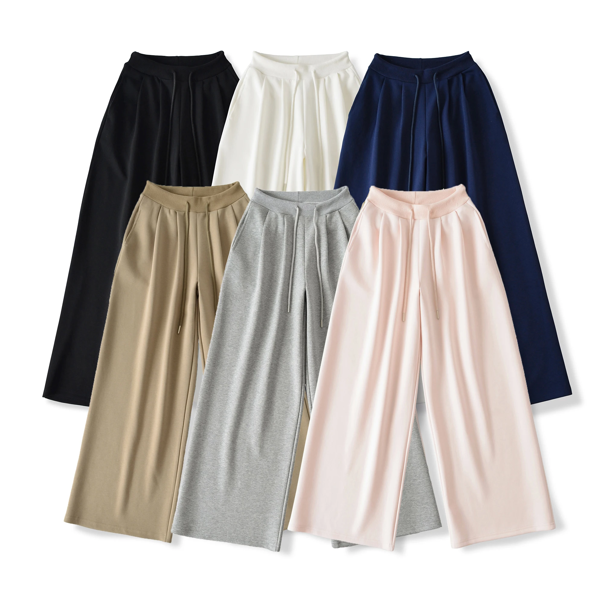 2025 아메리칸 레트로 그레이 크로스 홀터 스웨트셔츠 가을 오버사이즈 풀오버 스웨트 엘라스틱 웨이스트 와이드 레그 팬츠 여성 세트