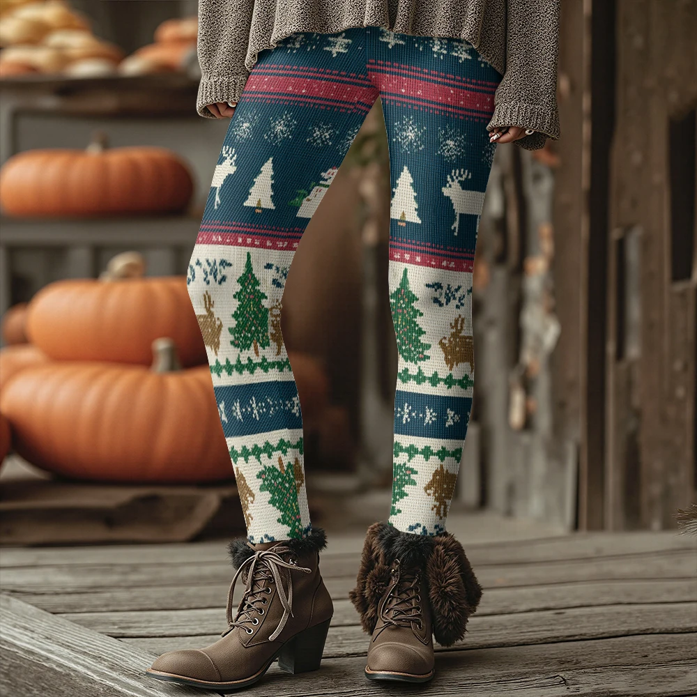 المرأة الشمال عيد الميلاد طباعة الحرارية طماق الشتاء الدافئة الجوارب الحرارية مع الرنة ندفة الثلج نمط مثير سليم صالح السراويل #6