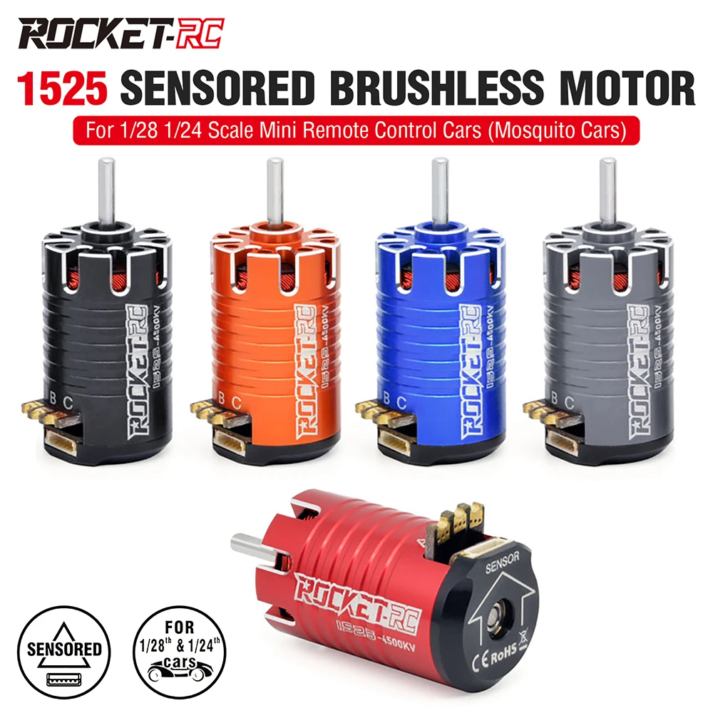 ROCKET-RC MINI 1525 3500-6800KV センサー付きブラシレスモーター 1/28 1/24 RC カー用