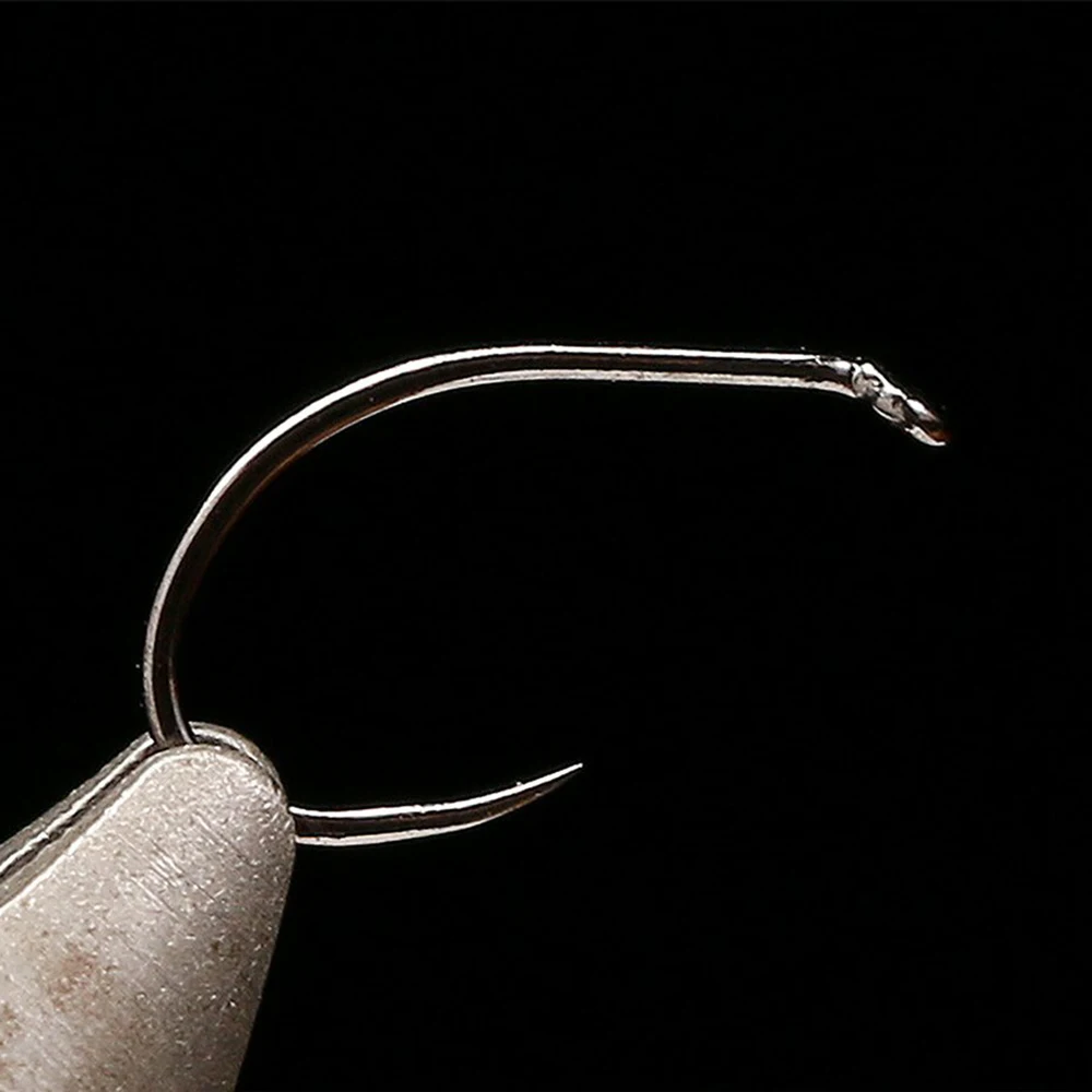 Vtwins 30PCS  Fly Fishing Hooks Black Nickel Finish High Carbon Steel Curved Nymph Scud Pupa Fly Tying Hook Fishing Accessories