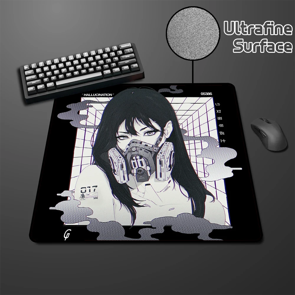 

Anime Gaming Mouse Mat Mask Girl Speed Mouse Pad 45x40CM E-Sports Mousepad Game Premium Desk Mat Ultrafine Surface Keyboard Pads