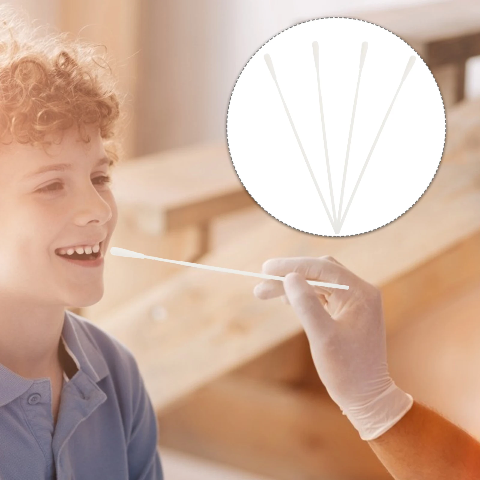 20 قطعة مسحات الحلق المتاح نهاية واحدة أخذ العينات العصي الاستخدام عن طريق الفم عينة جمع مسحات اختبار البلعوم مختبرات عيادات