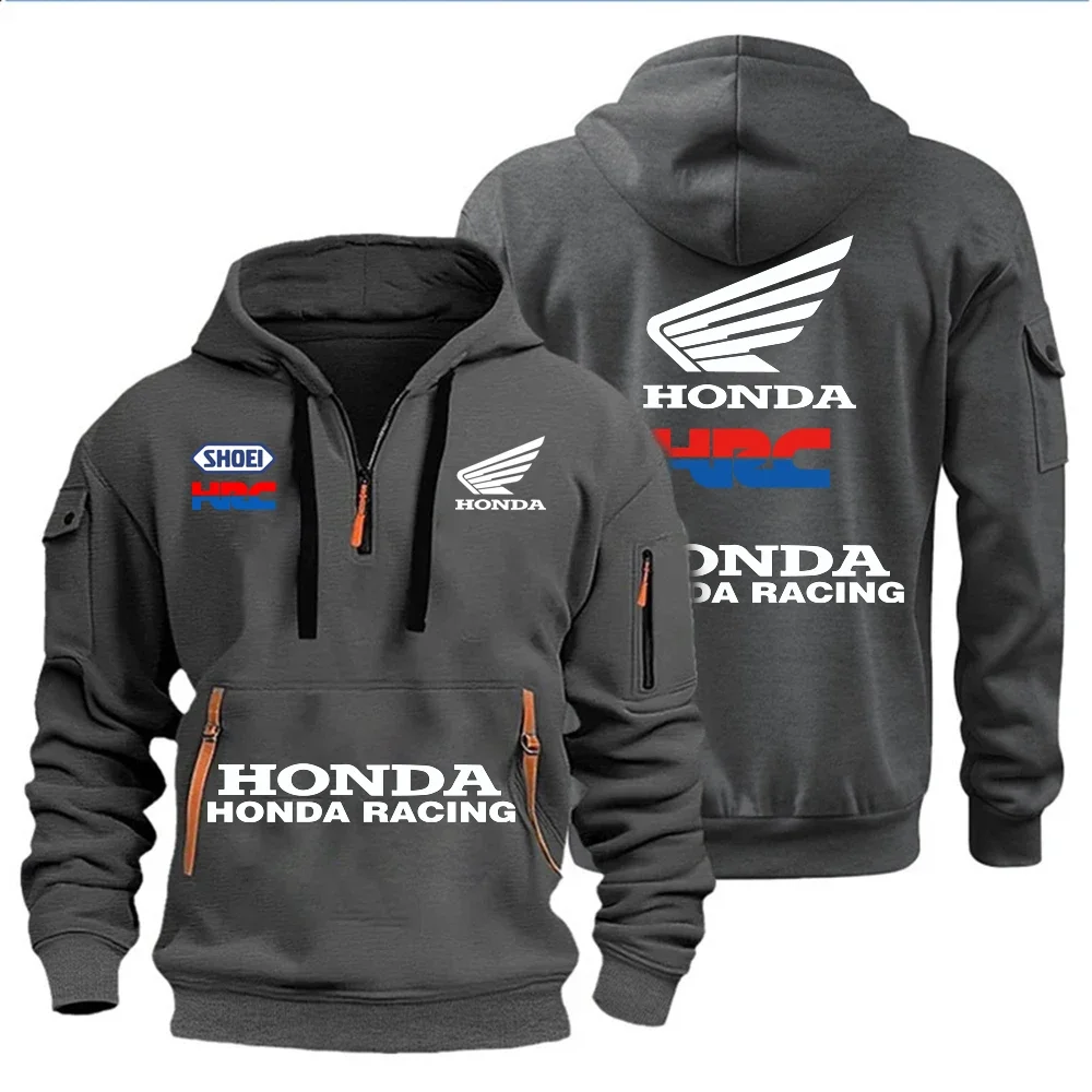 

Honda Racing's Autumn And Winter Men's Clothing Features Multi-Zipper Design Hoodies, Casual Sportswear And Loose Hooded