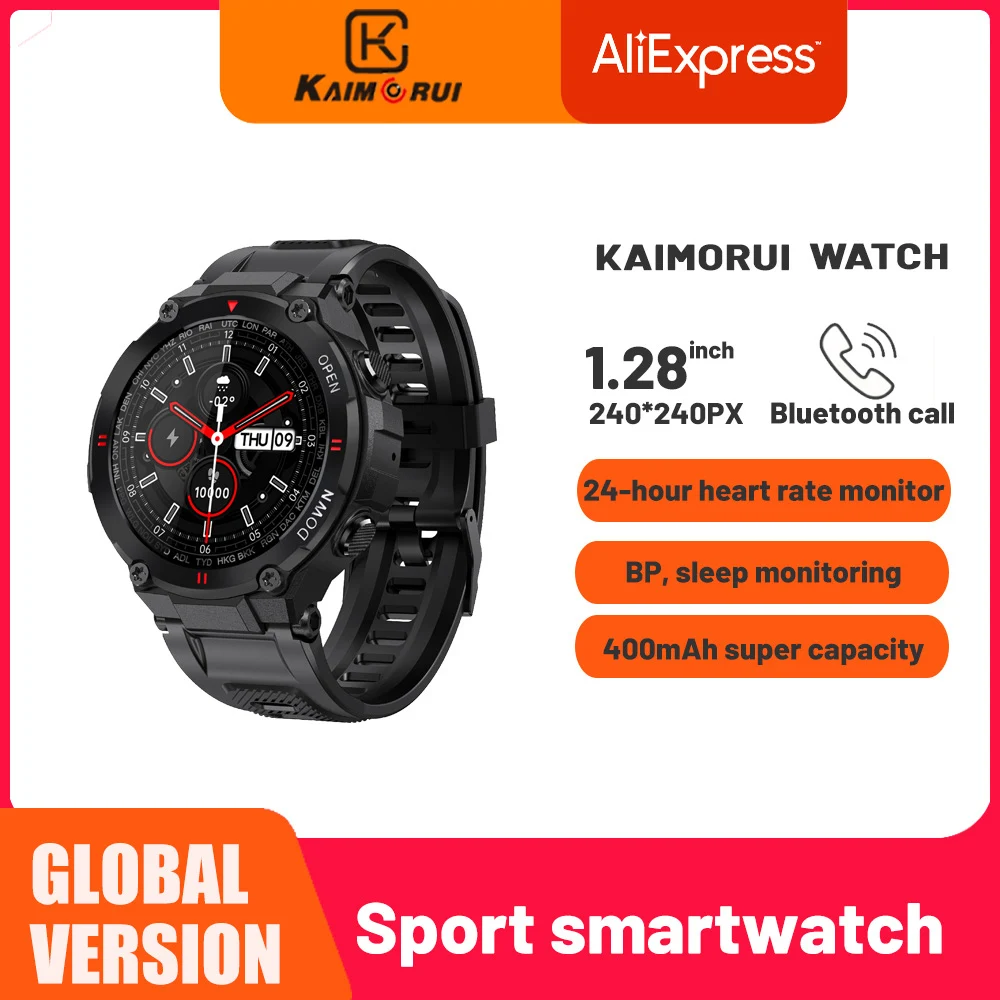 

Kaimorui Bluetooth Call Smart Watch Men Sport Fitness tracker With Heart rate BP monitor, Alarm Clock Smartwatch For Android ios