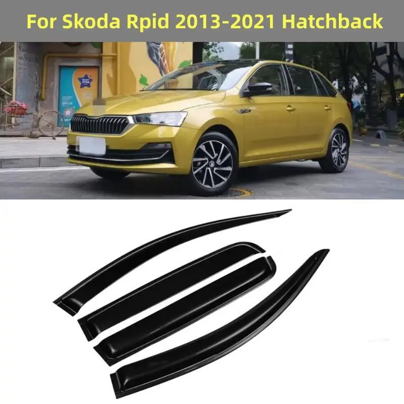 For Skoda Rapid 2016 2017 2018 2019 2020 2021 Window Visor Sun Rain Deflector Guard Awnings Shelter Trim Exterior Accessories