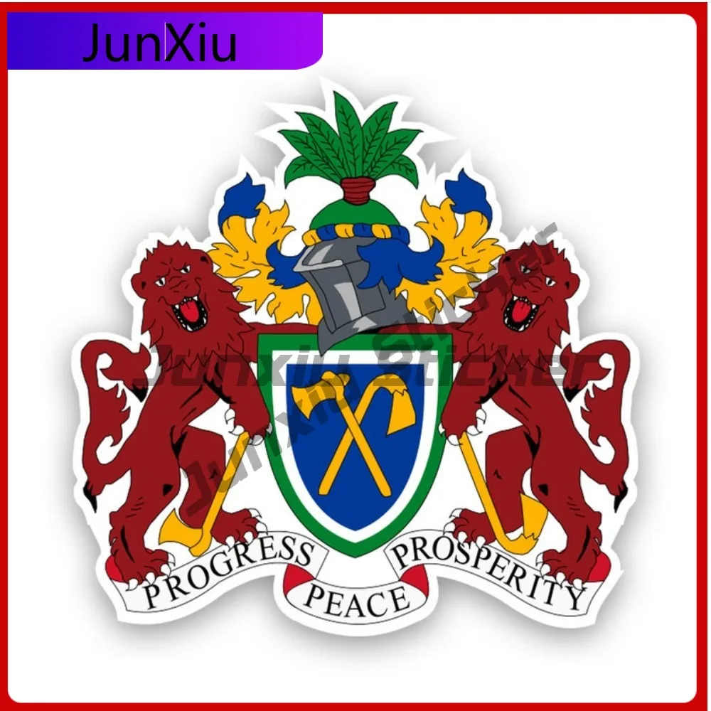

Gambian Coat Of Arms Sticker Uv Protected Decals Uv Protected Gambia Flag Gmb Gm Coa Anime Style Window Use Waterproof Vinyl