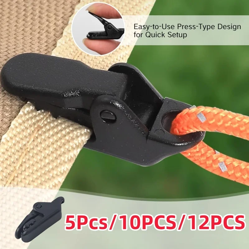 Clip de cocodrilo para toldo de tienda, abrazadera de toldo resistente para refugio de lona, agarre reforzado a prueba de viento, herramienta para acampar y caminar, 5/10/12 Uds.