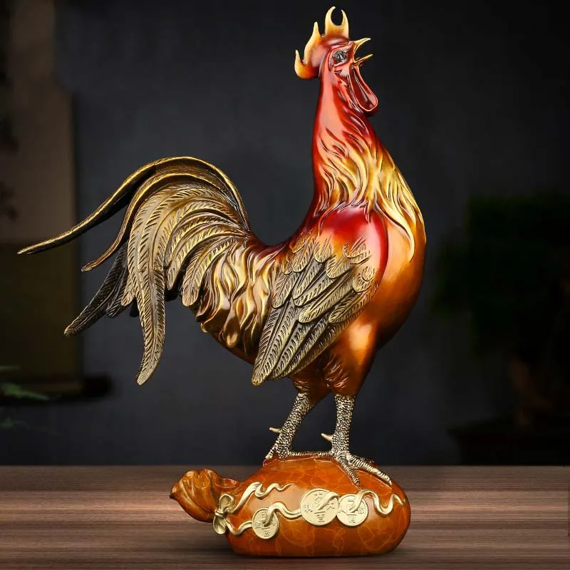 2023  high grade Auspicious Wealth Good luck Cock HOME SHOP OFFICE BAR CLUB decoration bring wealth money bronze Sculpture