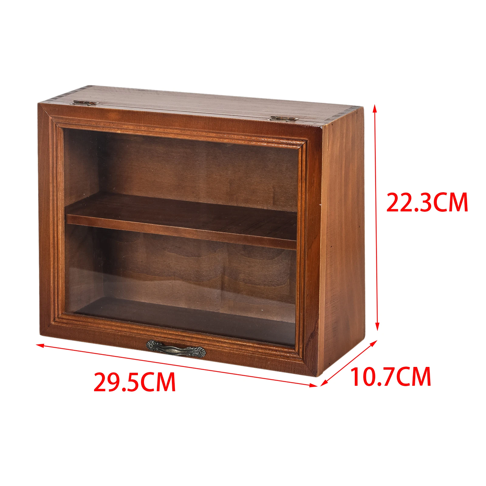 Wooden Desktop Storage Cabinet Multipurpose with Door Display Box Rack Shelf for Sundries Toys Action Figures Dorm Guest Room