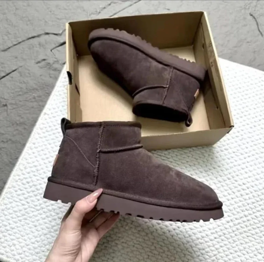 2026 nuevas botas clásicas Ultra Mini de plataforma de cuero de gamuza lana comodidad invierno zapatillas de piel para mujer K98 ‮ 34-53 Uova SeziS