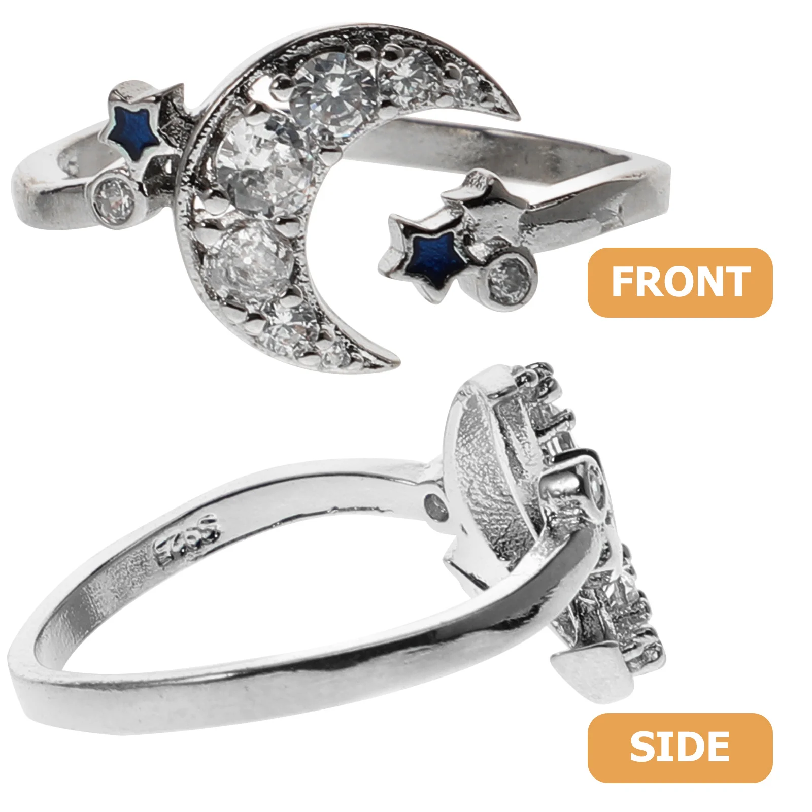 

Adjustable Cute Moon Watching Kitten Design Women's Fashion Jewelry Gift for Cat Lovers Unique Opening Ring for Girls