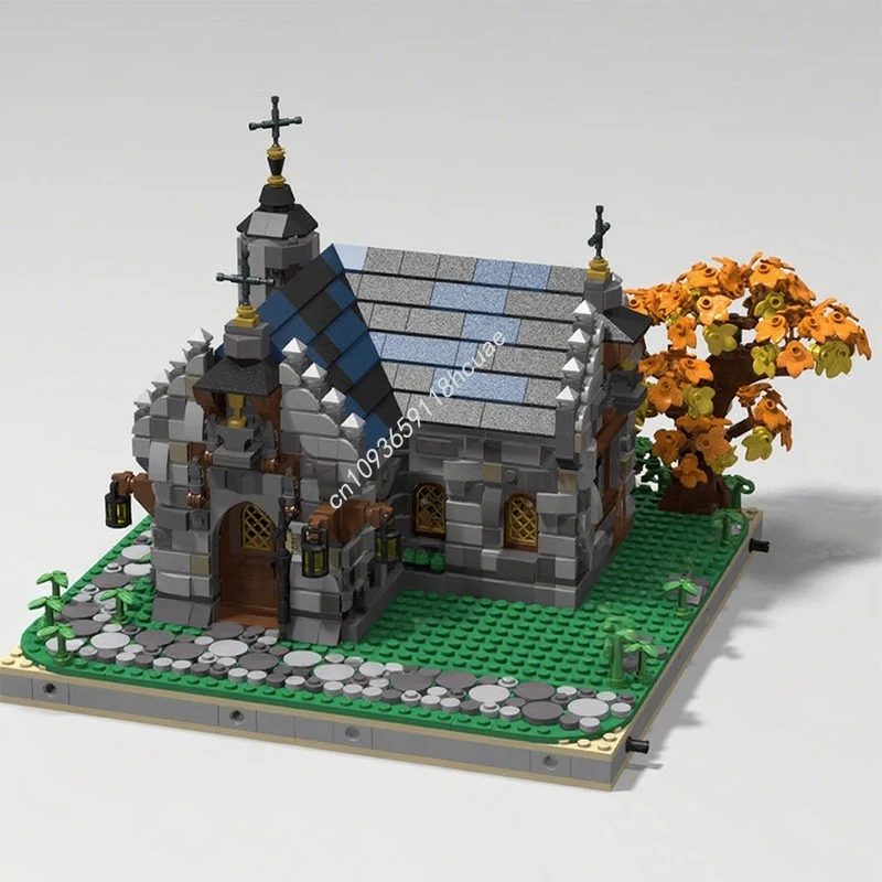 2087 Stück MOC Mittelalterliche Kapelle Schloss Bausteine Weihnachtsgeschenk Architekturstruktur Mechanik Spielzeug Spaß und pädagogisch
