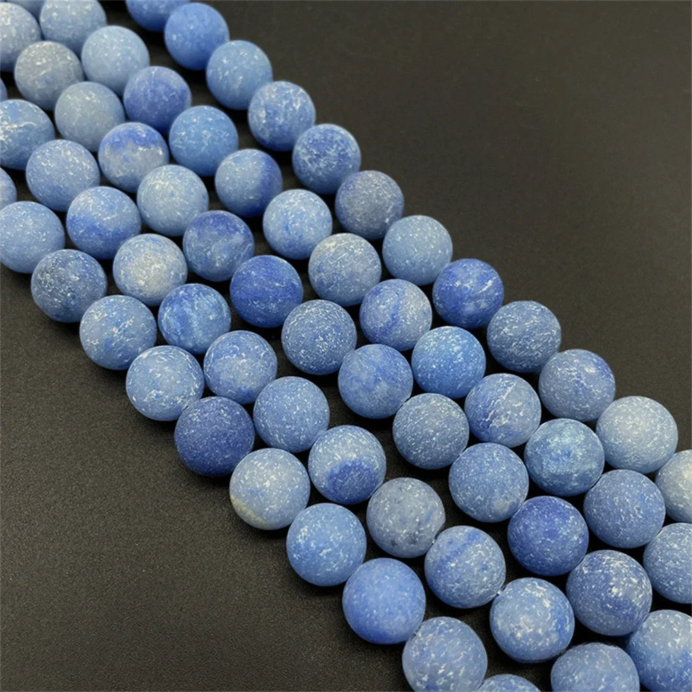 Natural Stone Matte Finish Blue Aventurine Round Beads for Jewelry Making DIY Necklace Bracelet 6-12mm Crimp & End Accessories