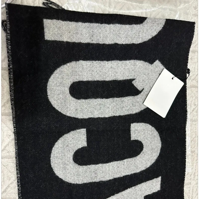 2025 Sjaal 100% wol voor dames, luxe merk, dik en warm, met letters, hoge kwaliteit, modieus, kasjmier, Y2K, winter