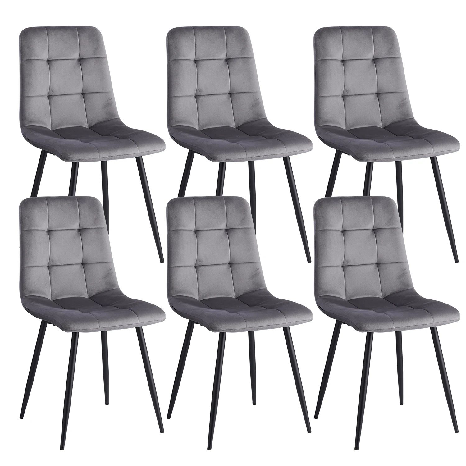 GrandCA HOME 2/4/6 Stuks Moderne Fluwelen Eetkamerstoelen Gevoerde Zitting Scandinavische Minimalistische Stoel Voor Keuken Woon-/Eetkamer Restaurant