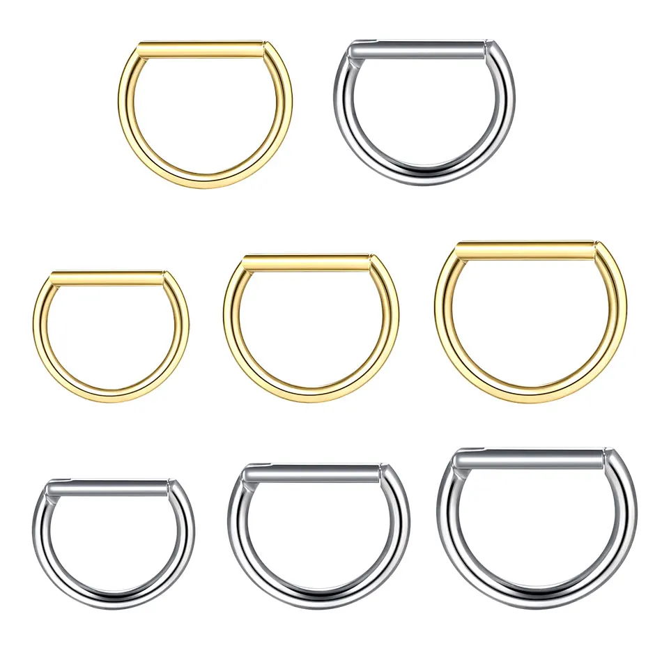 1/5PCS Titanium 14G Segment Clicker Nipple Shield Jewelry D Shape Nipple Rings Barbell Piercing for Women Girls 12/14/16mm