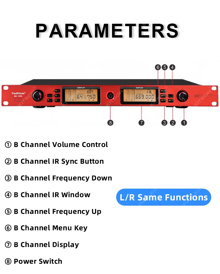 Paulkitson MK-1000 True Diversity Drahtloses Mikrofonsystem 640-690MHz Dual-Handmikrofon UHF Stabiles Signal für Karaoke Live – Detail 14
