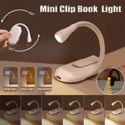 1 pz portatile LED Book Lights USB ricaricabile protezione degli occhi luce notturna Mini 360 ° Clip-On scrivania lampada da lettura camera da letto da viaggio