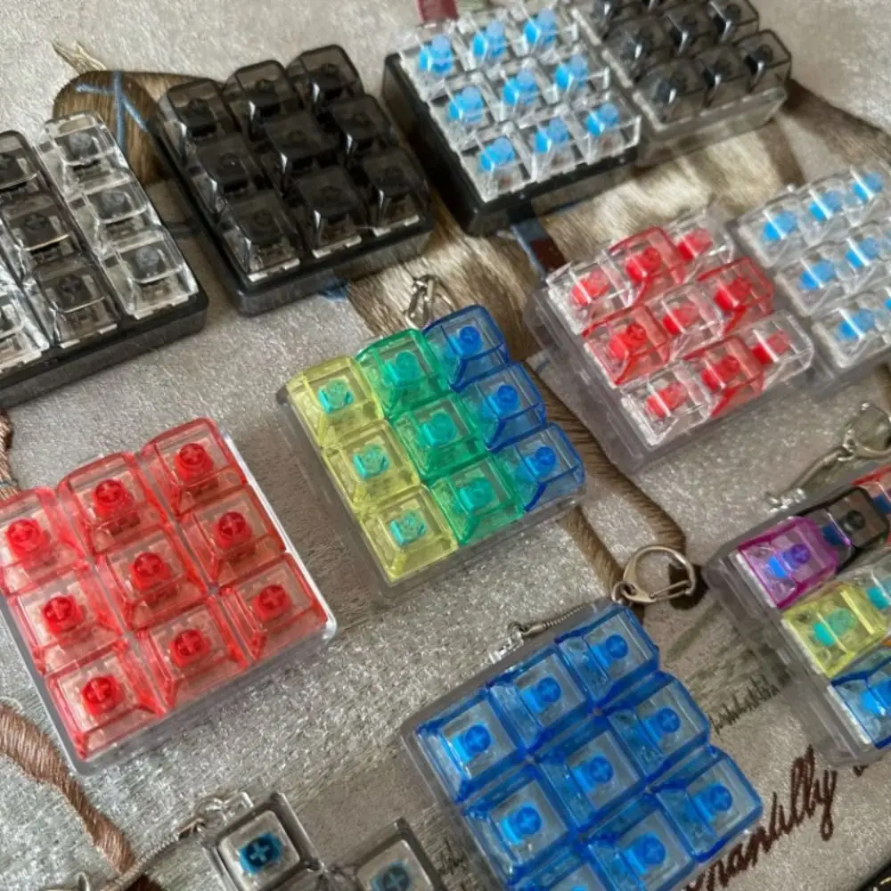 Neue DIY Tastatur Zappeln Schlüsselbund Keycap Relief Stress Clicker Spielzeug Bestehen Sie Die Zeit 9 Tasten Tastatur Kappe Erwachsene Squeeze Spielzeug