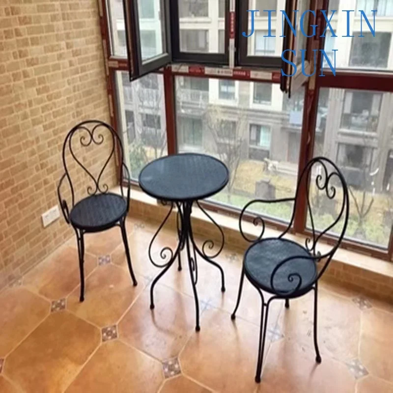 Balcony leisure table and chair three-piece courtyard garden outdoor seat milk tea shop table and chair combination