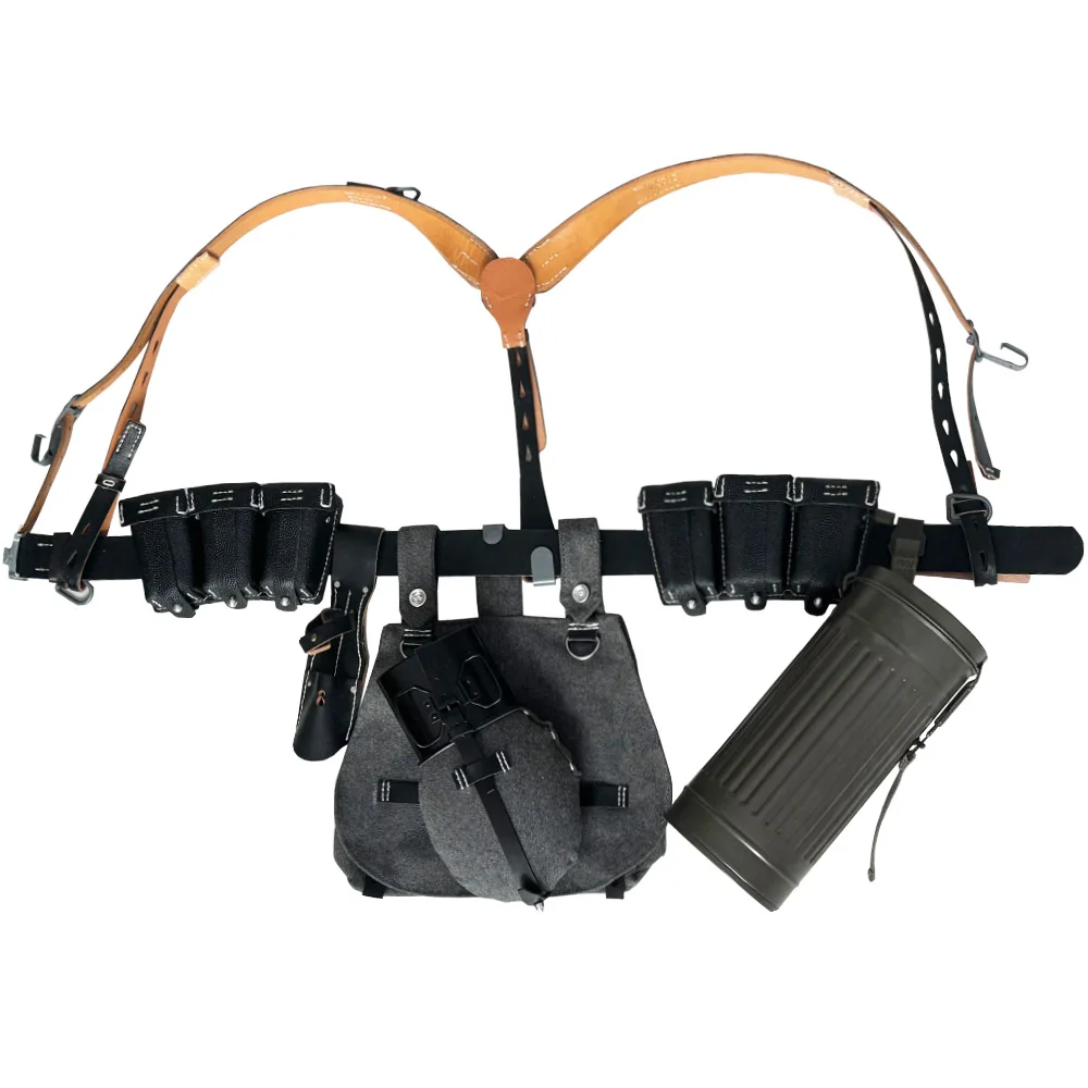 

WW2 Backpack 98k Tactical Belt Leather Combination Soldier Storage Pack Outdoor Bag Equipment Combination 98K Package