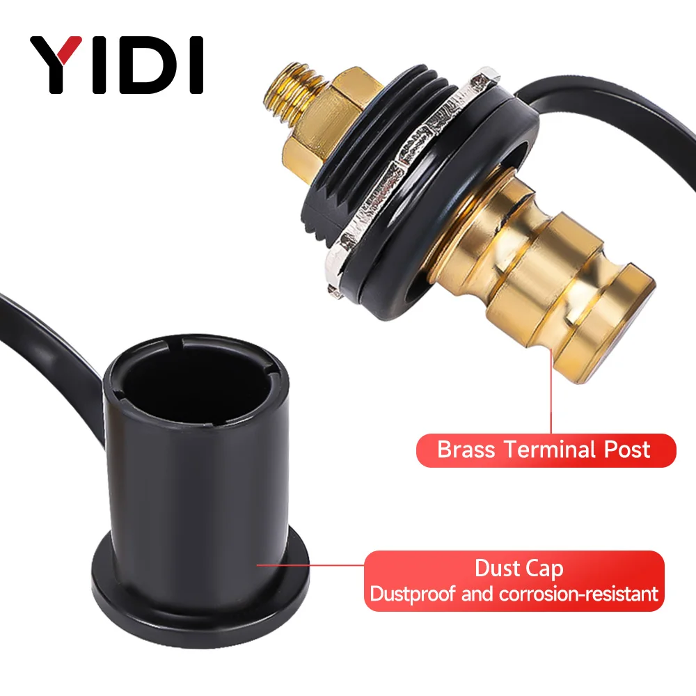 Car Remote Battery Charger Jumper Power Junction Post Stud Terminal Connector M10 250A 12V with Cap for Auto ATV Truck RV Boat