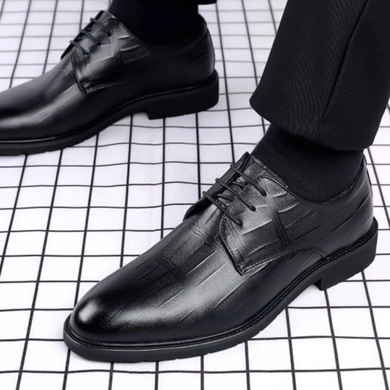 Black Loafers Shoes Plaid Social Shoe Male Solid Color Footwear Cheap Liquidation Legitimate Leather Cowhide Men's Formal Shoes