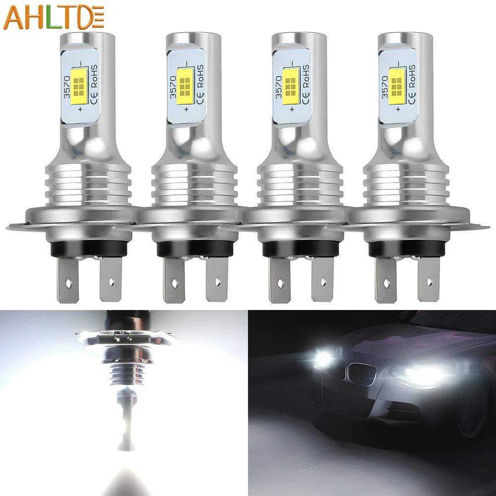 

4pc Car Reverse Turn Signal Lamp Day Floodlight 3570 LED Bulb H1 H4 H7 H11 9005 DRL Fog Light Ultra Bright 6500K Auto Headlight
