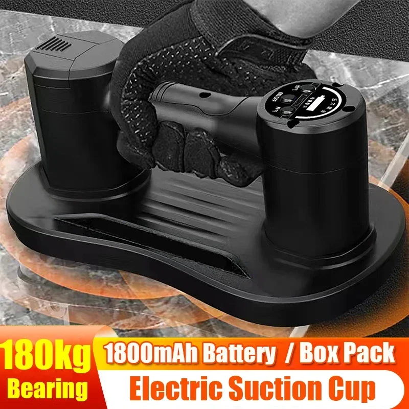 180kg Electric Vacuum Suction Cup Bearing Capacity Wood Glass Metal Plate Lifting Tool for Smooth & Rough Surface1800mAH Battery