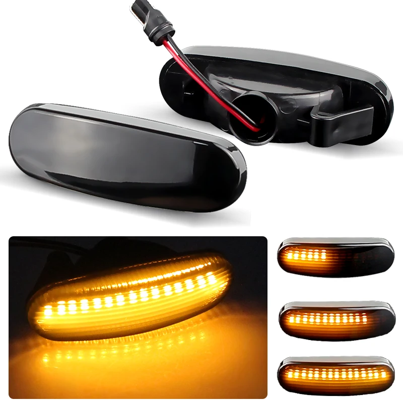 2×for Lancia Musa for Fiat Abarth Punto for Abarth Panda for Peugeot Bipper Tepee -LED Turn Signal Car Dynamic Side Marker Light