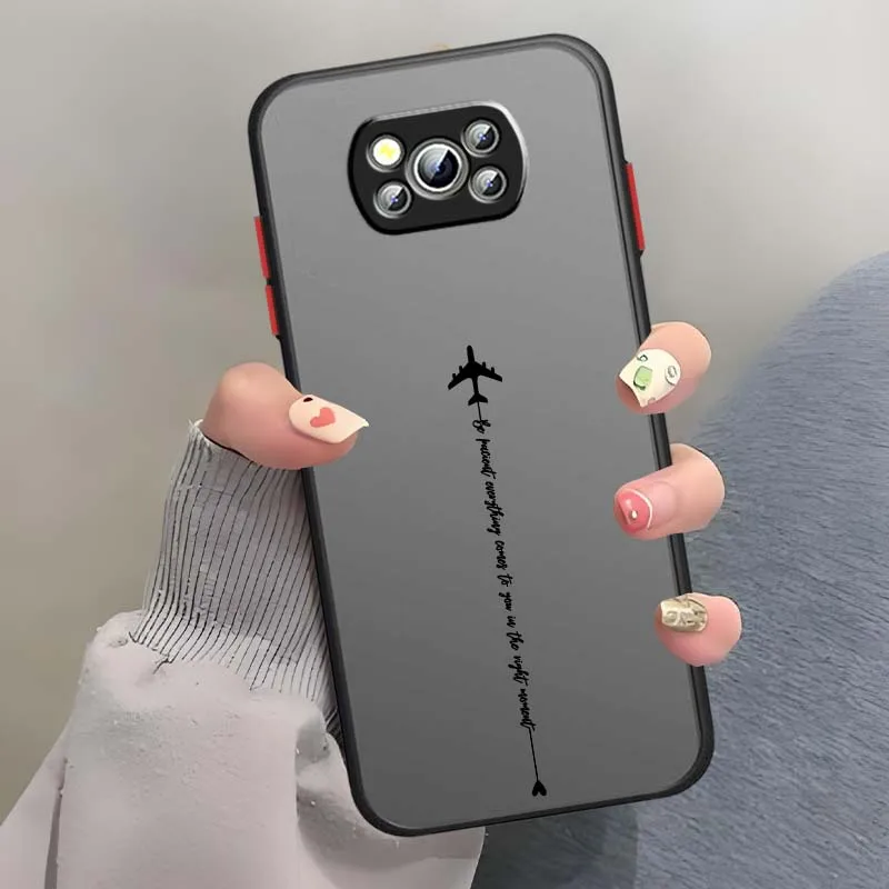 Airplane Flight Trail For Xiaomi POCO X7 X6 X5 C75 C71 C65 Pro GT NFC Frosted Translucent Phone Case Cover