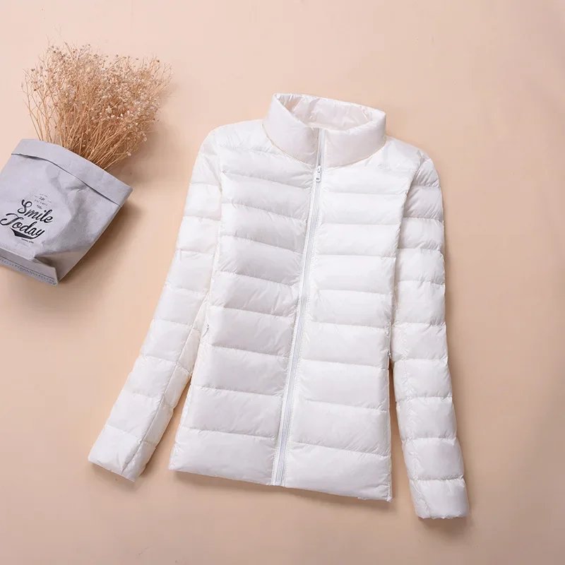 Women's Winter Down Jacket Light Short White Duck Down Jacket Fashionable Collar Hooded Parkas Plus Loose Warm Women's Jacket