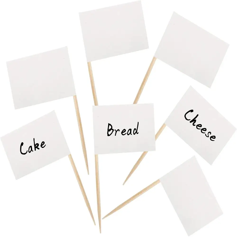 Mini Blank White Flag 50Pcs Paper Food Picks Dinner Cake Toothpicks Cupcake  Decoration Fruit Cocktail Sticks Party Supplies