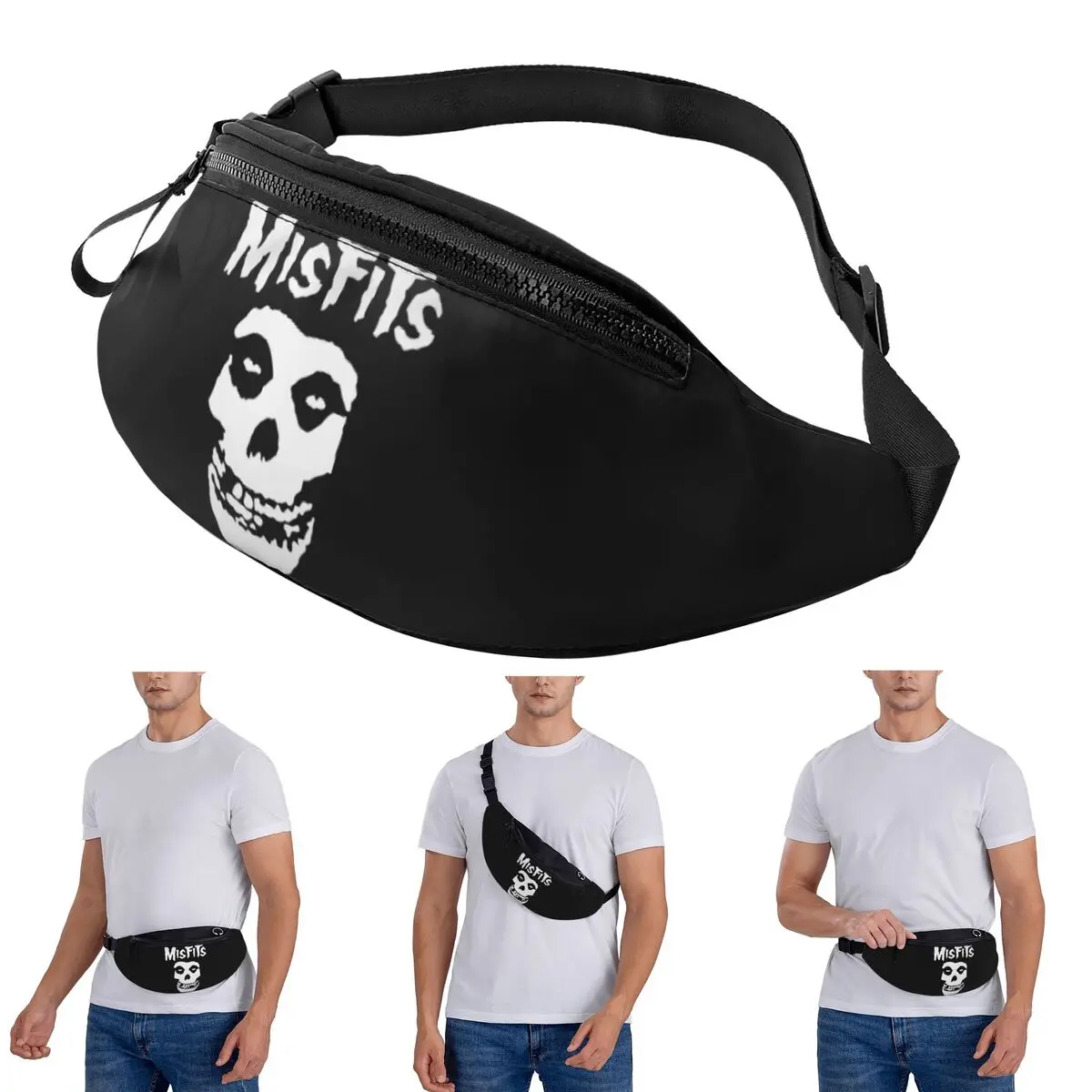 

Crossbody Waist Bag Bat Skull Misfits Skull Mesh Men Women Fanny Pack Travel Running Money Phone Pouch