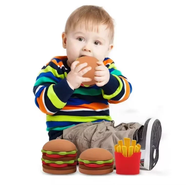 2024 BPA Free New Silicone Hamburger Puzzle Stacked Toy Early Education Sorting Nesting Stacking Entertaining Baby Toy Children