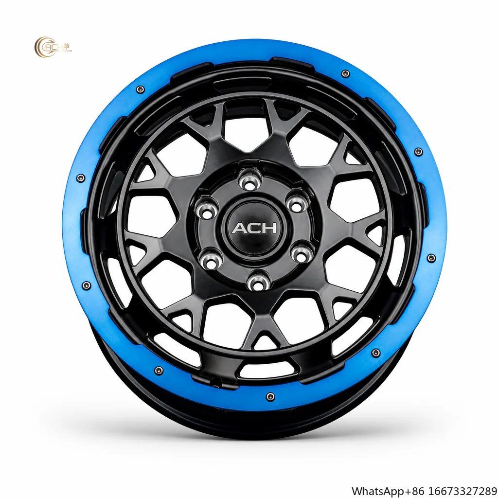 Durable Forged 4x4 SUV Rims Mesh Design Offroad Alloy Wheels With Blue Outer Lip Performance Off-Road Rims