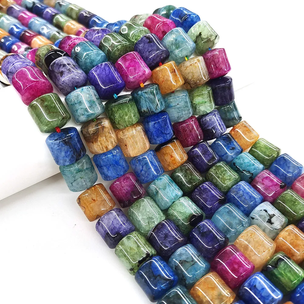 14x13mm Multicolor Uruguayan Agate Bead Natural Stone Cylinder Shape Gem Bead Healing Crystal for Jewelry Making DIY Accessories