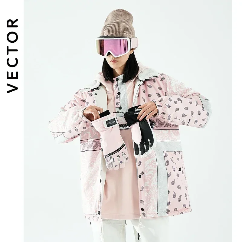 VECTOR 2024 Mężczyźni Kobiety Kurtka narciarska Dwustronna kurtka Zimowa Ciepła Wiatroszczelna Wodoodporna Outdoor Sports Snowboard Ski Fashion Coat