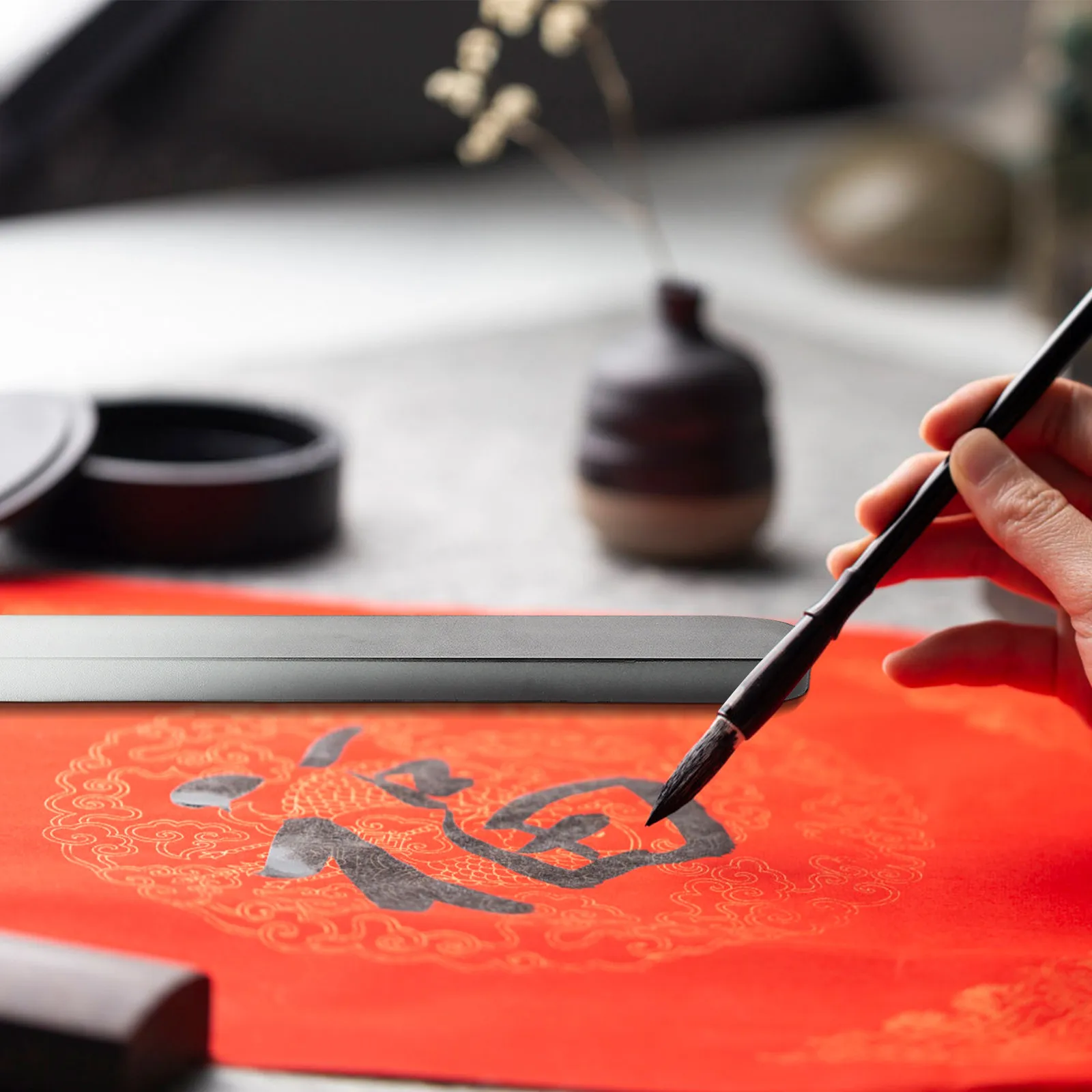 

Прозрачный стеклянный пресс-папье для китайской каллиграфии, прямоугольный, для бумаги сюань, для каллиграфии кистью и живописи, предотвращает скатывание.