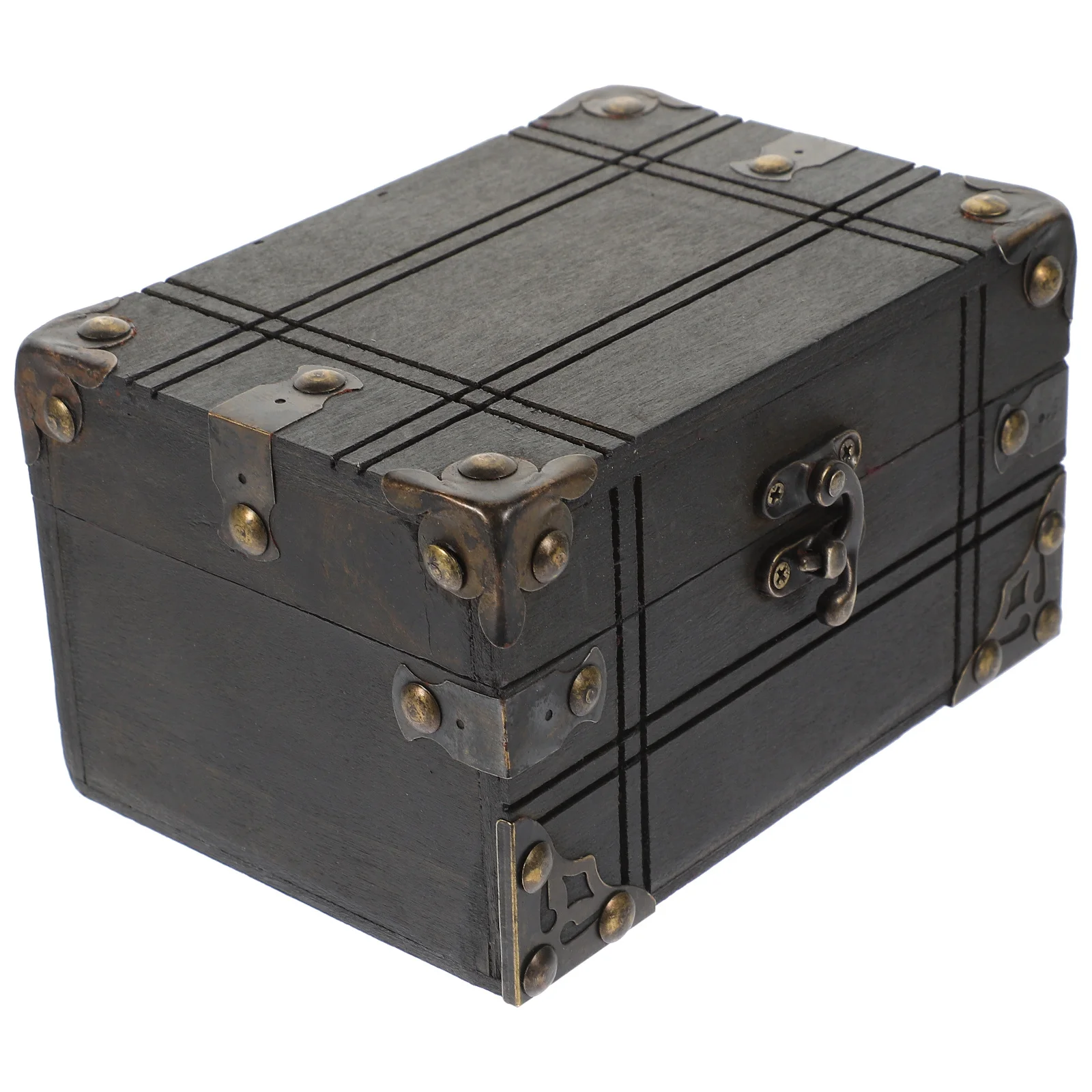 

Vintage Jewelry Box Wooden Storage Chest Trinket Keepsake Organizer Retro Treasure Box Decorative Gift Case Photo Prop