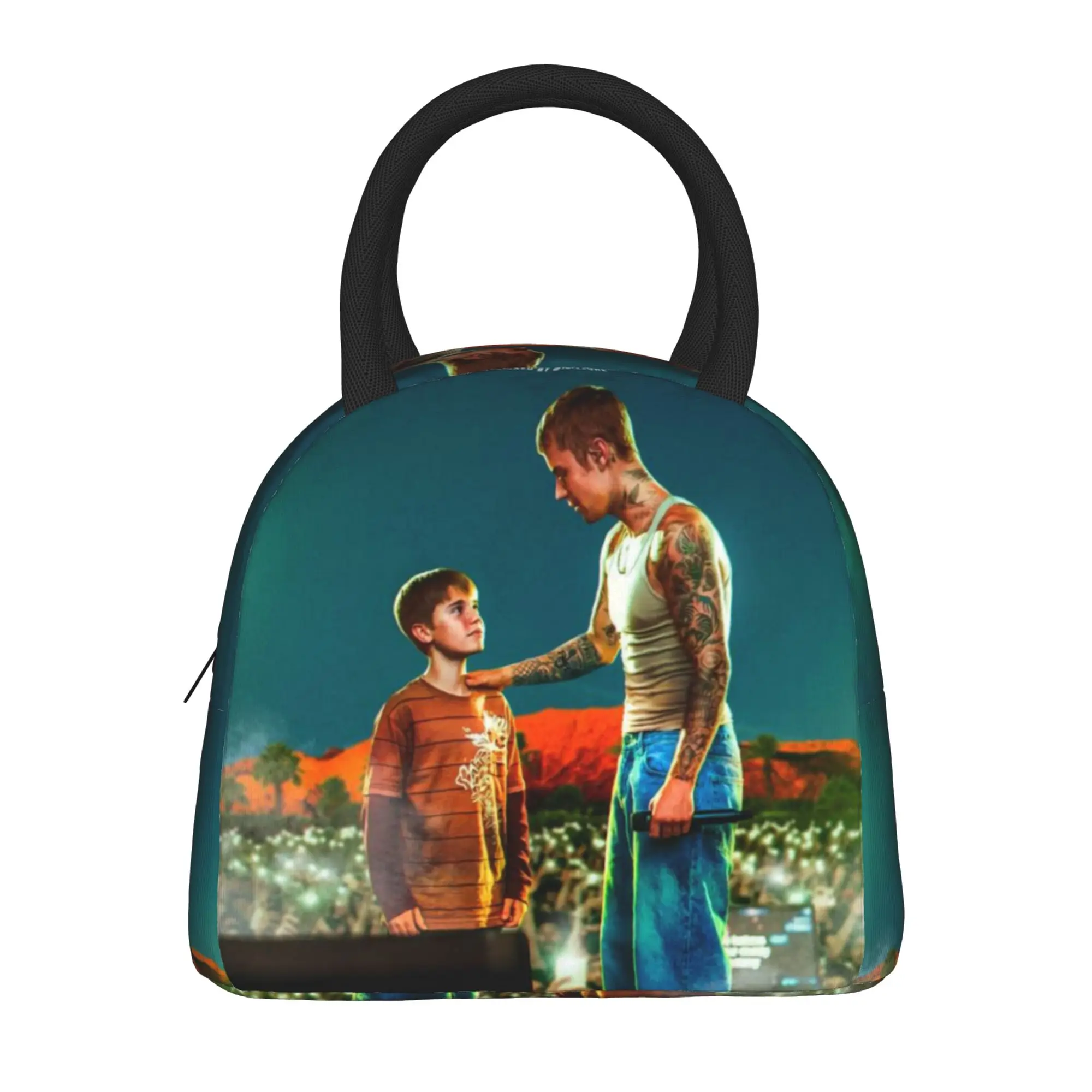 Justines Bieberchella Biebers Concert 2026 Product Insulated Lunch Bag For Picnic  Food Box Portable Cooler Thermal Bento Box