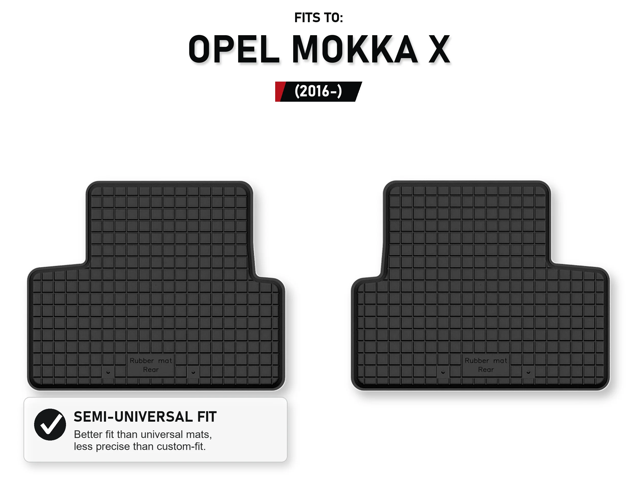 Rubberen bakmatten achteraan voor: Opel Mokka X 2016-, 2 stuks