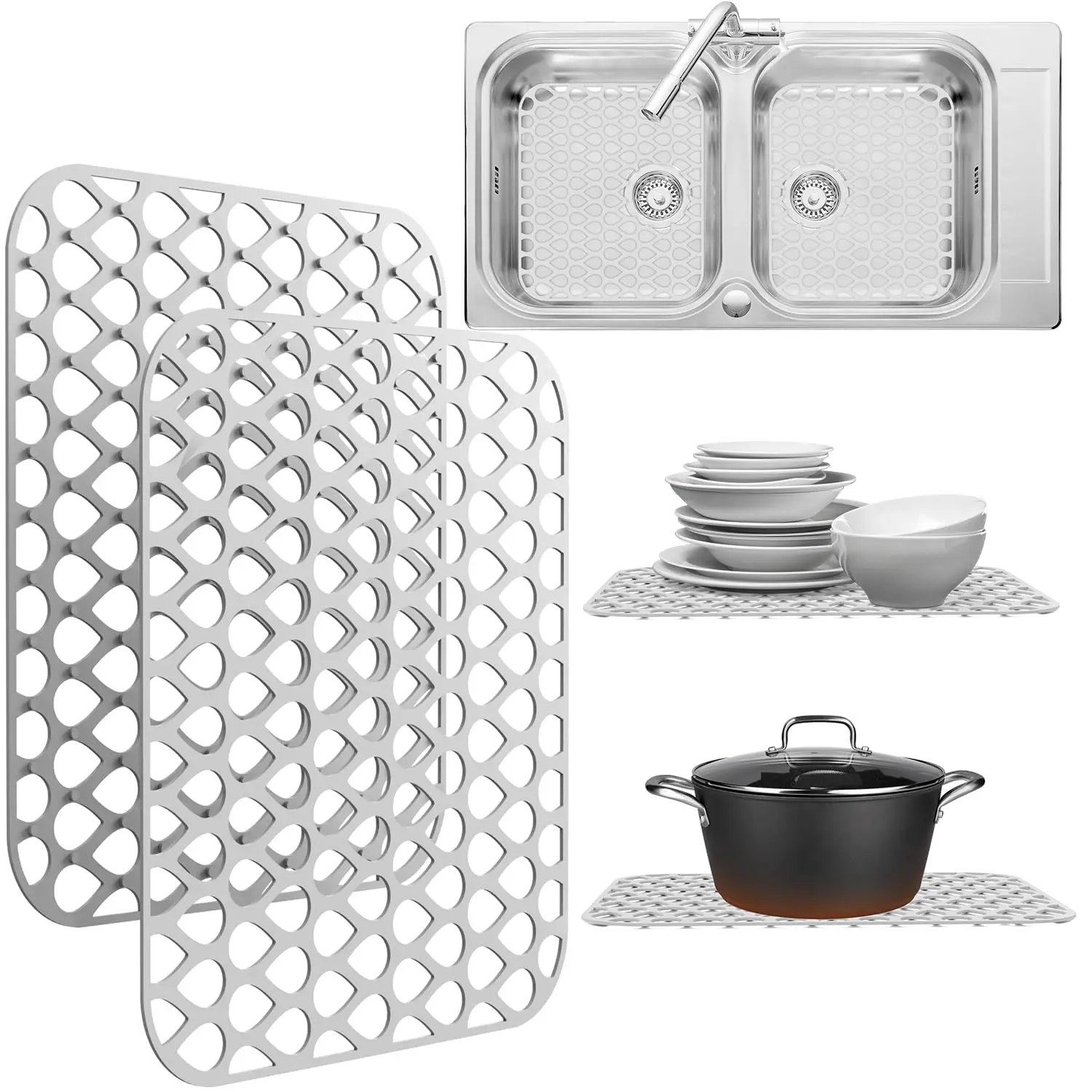 Silicone Sink Mat Foldable Anti Slip Sink Protectors for Bottom of Kitchen Sink Kitchen Sink Accessory Heat Resistant dishes Mat