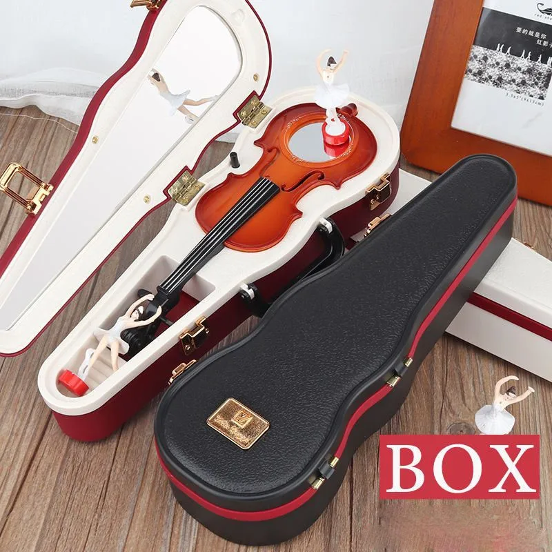 Classical Literature Style Violin Shape Music Box Creative Spinning Dance Ballet Girl Handbag Shaped Plastics Music Box ZE168