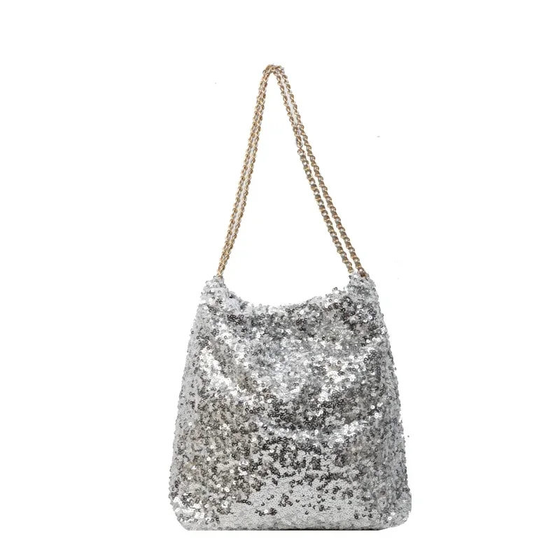 Bolsos de hombro brillantes y versátiles, bolsos femeninos con cerrojo de lentejuelas a la moda, a la venta, novedad de 2024, bolsos de hombro con sentido avanzado, paquete femenino