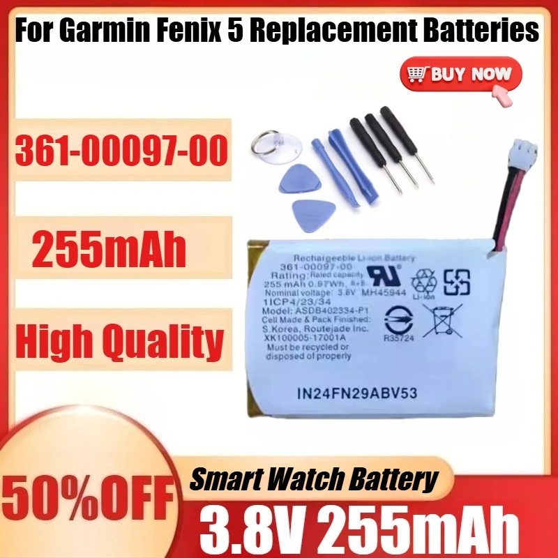 

New High Quanlity Replacement Battery 361-00097-00 For Garmin Fenix 5 Replacement Batteries+Free Tools