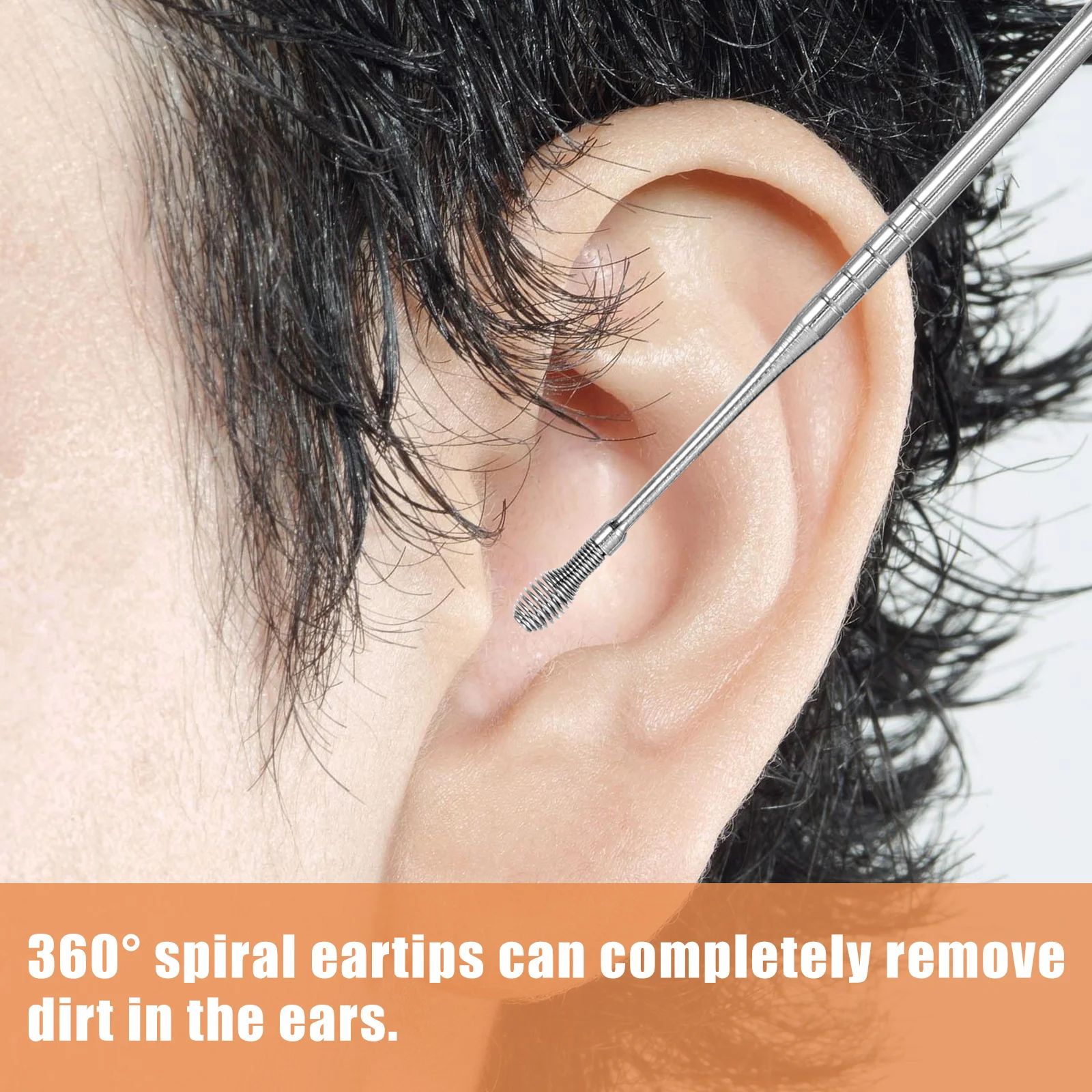 

1 Set Stainless Steel Wax Removal Kit 360° Rotating Spiral Cleaners Smooth Polished Tools For Home Travel Multipurpose Portable