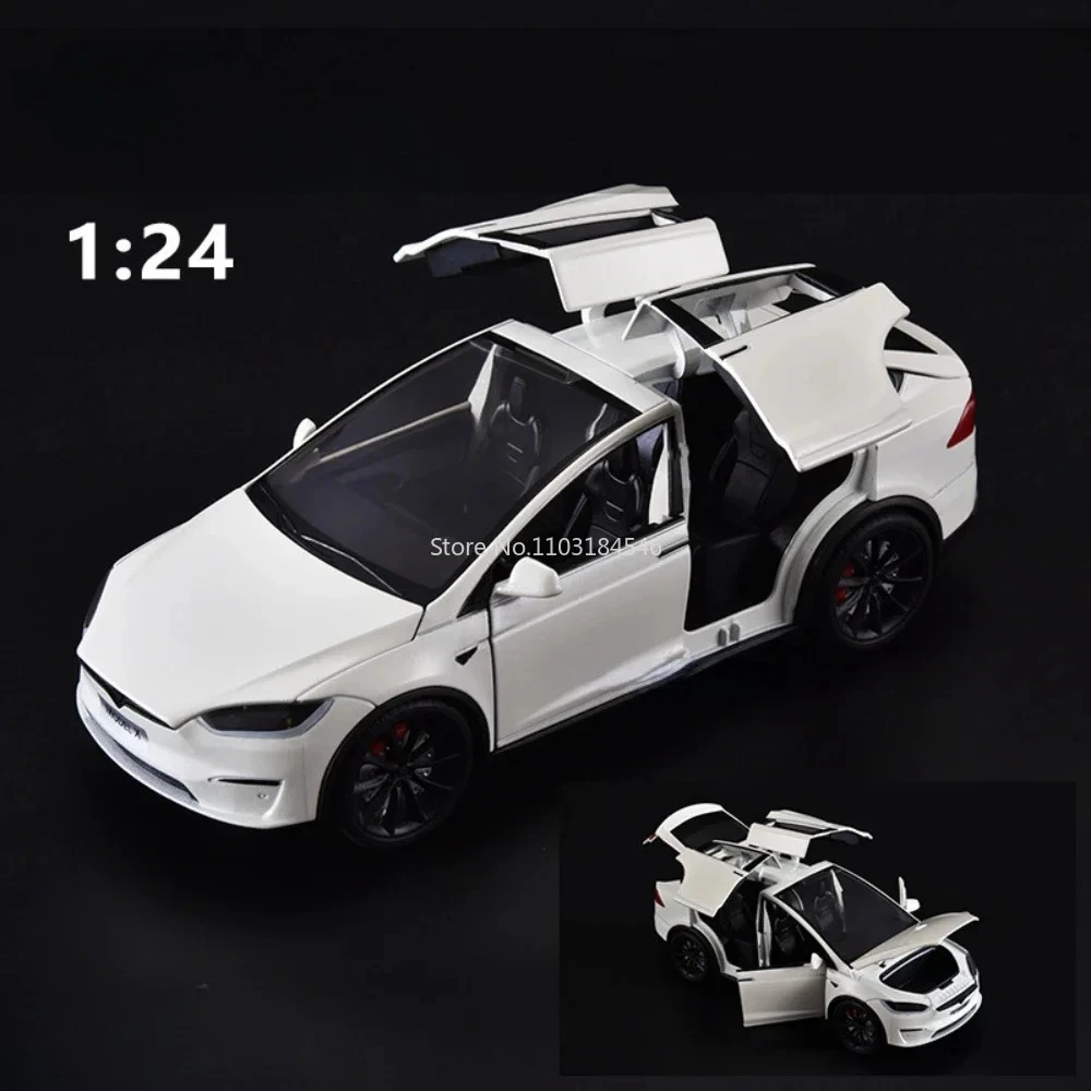 Coche de juguete X de aleación a escala 1/24, simulación de Metal fundido a presión con sonido extraíble, colección de vehículos ligeros para regalo de niño