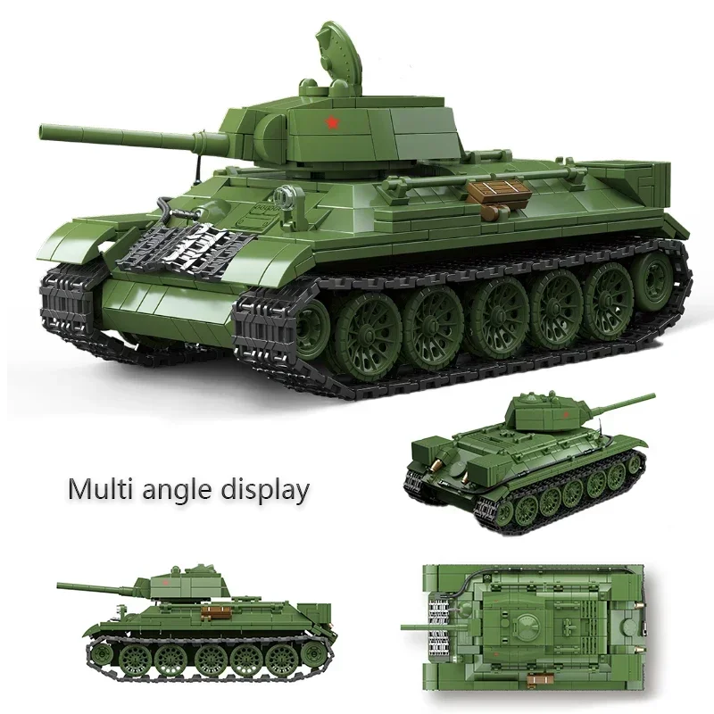 WW2 Military Classic Model World War II T-34/76 Soviet (1940) Medium Tank Building Blocks Bricks Toys Gifts