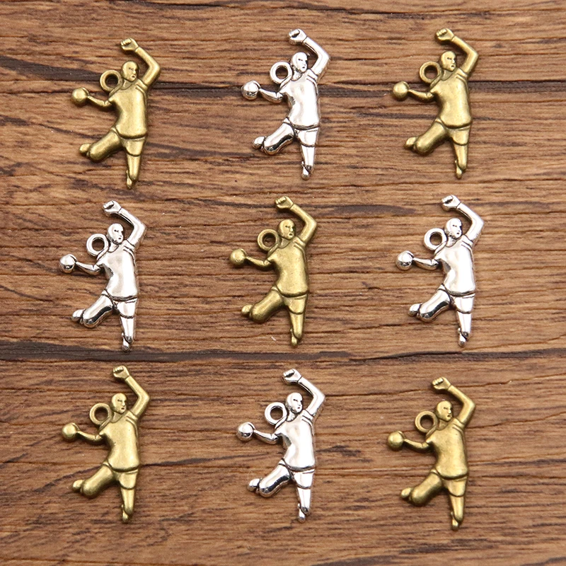 30PCS 11*21mm Metal Alloy Two Color Shot Putter Charms Sportsman Pendant For Jewelry Making DIY Handmade Craft